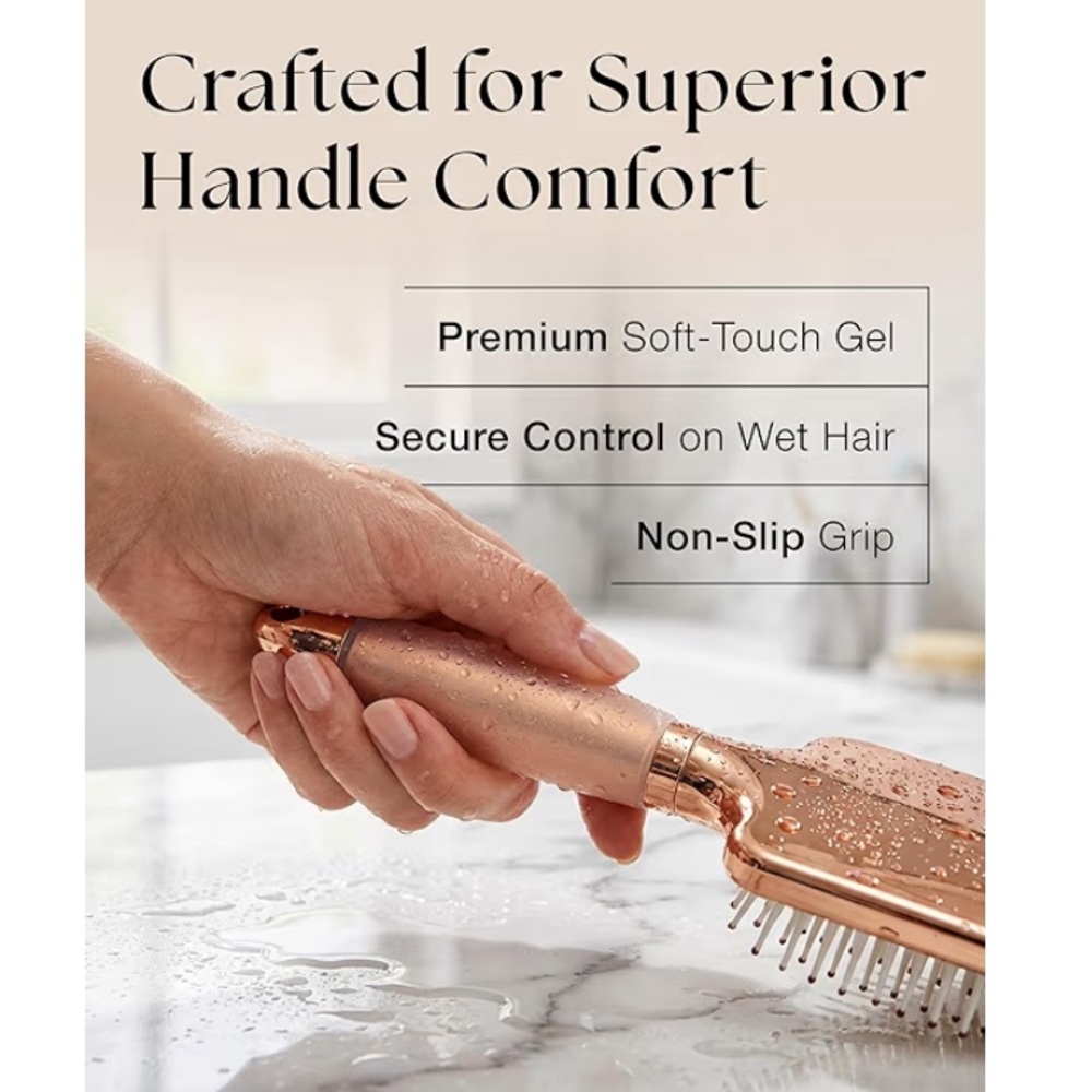 New Lily England Paddle Hair Brush w Gel Handle for Easy Grip, Rose Gold & black - Picture 9 of 9